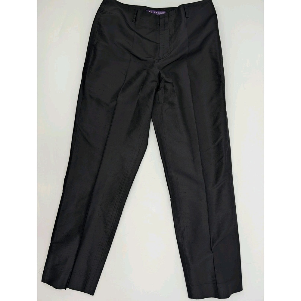 Vintage Purple Label Ralph Lauren Black Silk Pants Slacks Size 2 Old Money